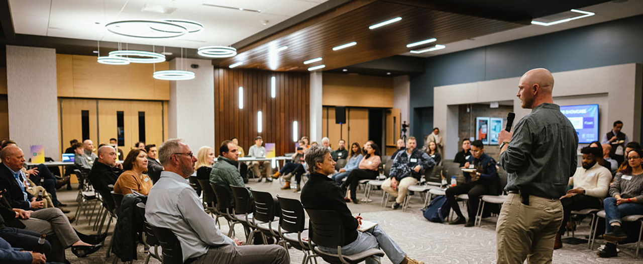A speaker and audience