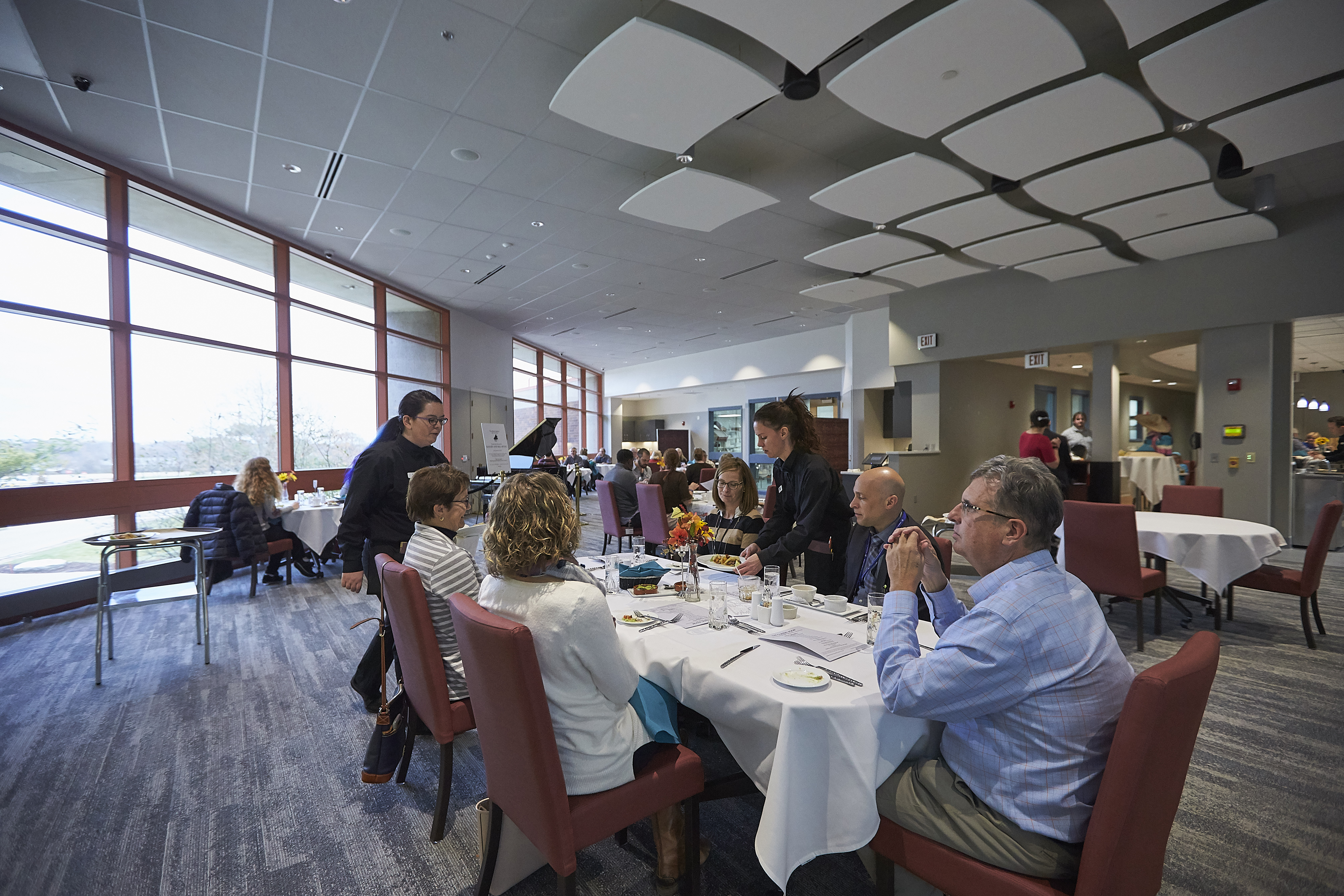 Diners sit at a table in the WCTC Classic Room