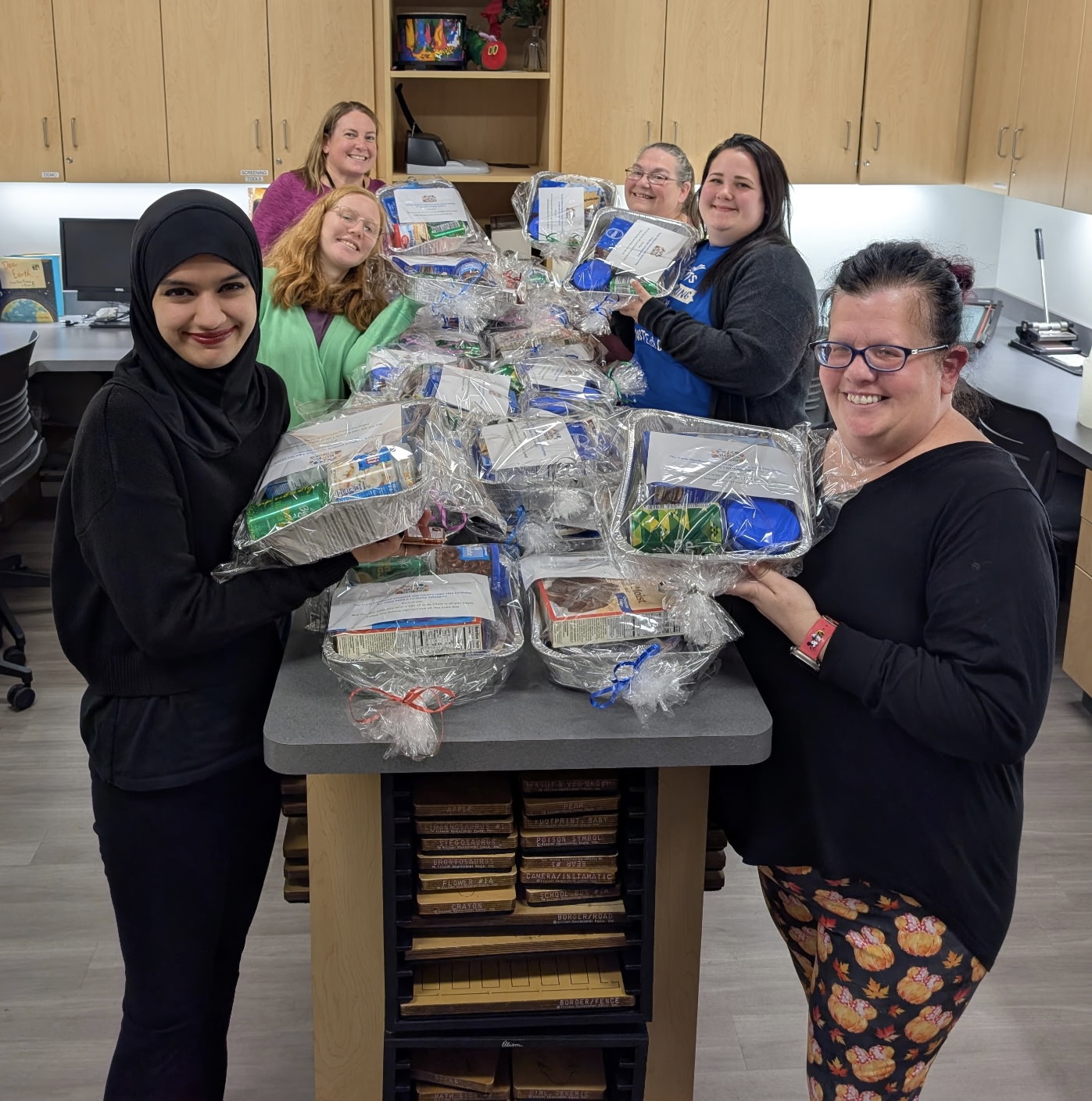 Students with birthday kits