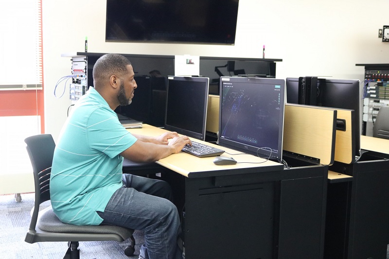 IT student in computer lab