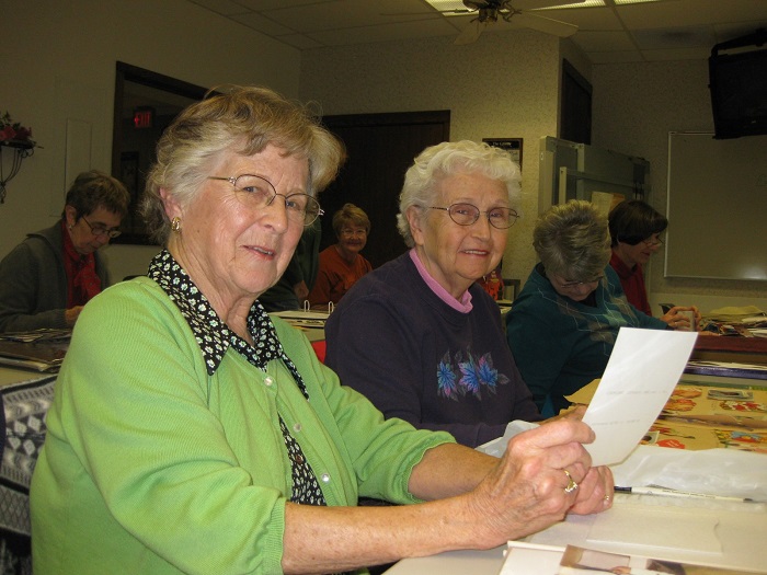 Seniors in scrapbooking class