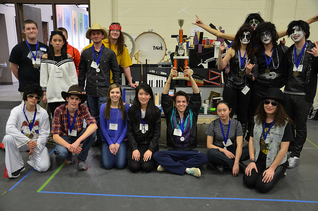 Piux XI high school students at 2017 Rube Goldberg competition