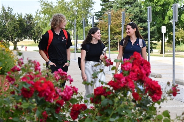 Students walking on campus